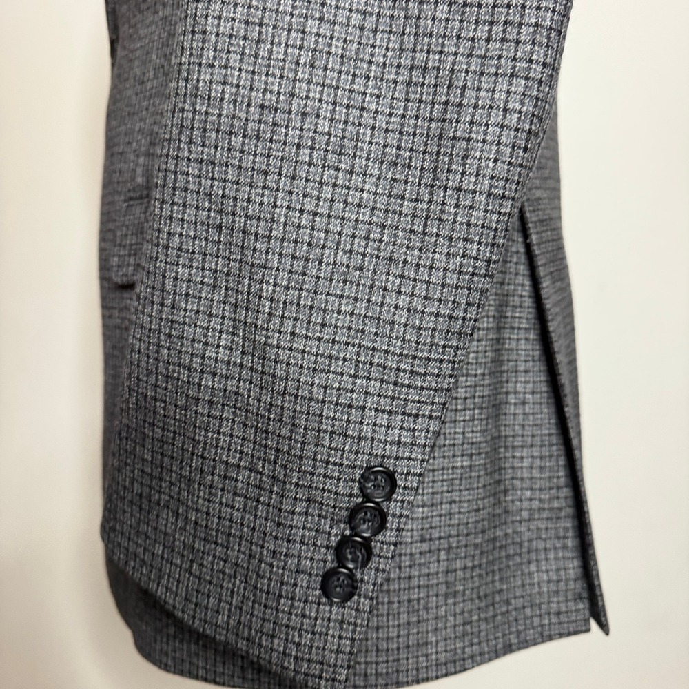 Jos‎ A Bank Signature 43L Gray Plaid 100% Wool Tailored Fit Blazer Coat - Picture 2 of 10